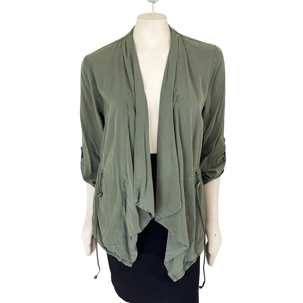 SANCTUARY Draped Front Chambray Anorak Jacket in Army Green  SZ M